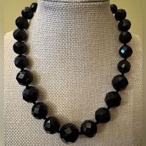 Statement Black Faceted Bead Necklace – Bold Chunky Classic
